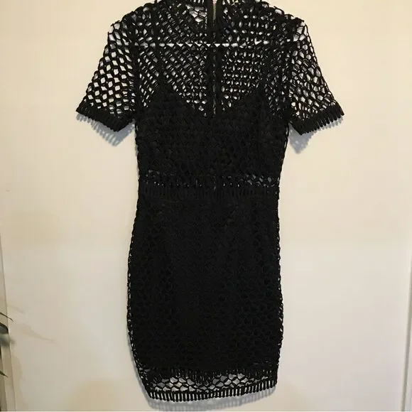 CR THICK NET PEEP BODYCON DRESS - Picture 1 of 5